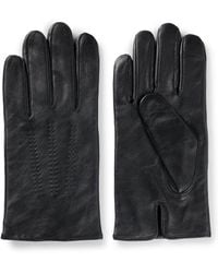 BOSS - Touchscreenvriendelijke Leren Handschoenen Met Metallic Logoletters - Lyst
