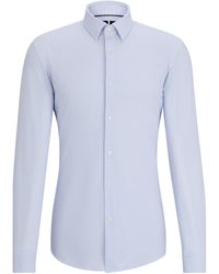 BOSS - Slim-fit Overhemd Van Hoogwaardig Stretchmateriaal Met Print - Lyst