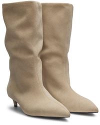 BOSS - Tubo-Boots Aus Veloursleder Mit Pfennigabsatz - Lyst