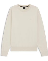 BOSS - Pullover Aus Baumwolle Mit Logo-Stickerei - Lyst