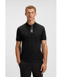 BOSS - Paddy Polo Shirt With Striped Placket And Logo - Lyst