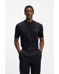 BOSS - Mercerised-Cotton T-Shirt With Double B Monogram - Lyst