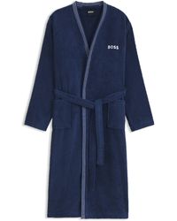 BOSS - Cotton Dressing Gown With Embroidered Logo - Lyst
