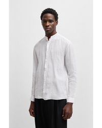 HUGO - Slim-Fit Linen Shirt - Lyst