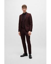 BOSS - Slim-fit Suit In Micro-patterned Virgin Wool - Lyst