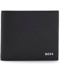BOSS - Structured Folding Wallet With Metal Logo Lettering - Lyst