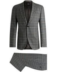 BOSS - Slim-Fit Pak Van Geruite Stretchwol - Lyst