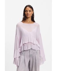 BOSS - Relaxed-Fit Ruffled Blouse - Lyst