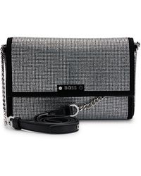 BOSS - Suede Mini Bag With Crystal Embellishments - Lyst