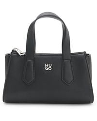 HUGO - Sac À Bandoulière En Similicuir Grainé Avec Garniture À Logo Revisité - Lyst