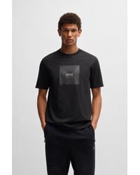 BOSS - Cotton-Jersey T-Shirt With Fineline Logo Artwork - Lyst