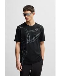 BOSS - Stretch-Cotton T-Shirt With Degradé Print - Lyst