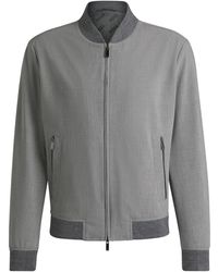 BOSS - Slim-Fit Jacke Aus Elastischem Gewebe Mit Reißverschluss - Lyst