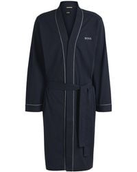 BOSS - Ochtendjas Van Katoenen Jersey Met Logostiksel - Lyst