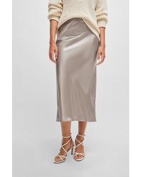 BOSS - Liquid-fabric Maxi Skirt With Diagonal Seam Detail - Lyst