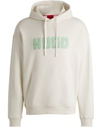 HUGO - Logo-print Hoodie In French-terry Cotton - Lyst