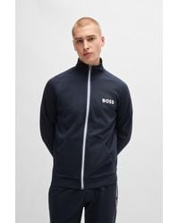 BOSS - Zip-up Jacket In French Terry With Logo Detail - Lyst