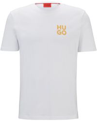 HUGO - T-shirt Van Katoenen Jersey Met Tweedelige Logoprint - Lyst