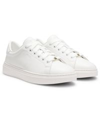 BOSS - Leather Trainers With Emed Logos - Lyst