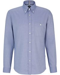BOSS - Slim-fit Overhemd Met Buttondownkraag Van Oxfordkatoen - Lyst