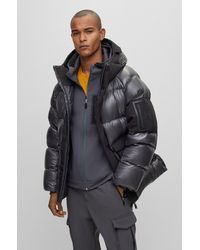 BOSS - Oversize-fit Water-repellent Jacket In Mixed Materials - Lyst