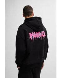 HUGO - Cotton-terry Oversized-fit Hoodie With Seasonal Logos - Lyst