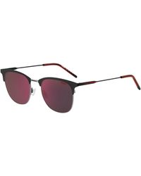 HUGO - Steel Sunglasses With Black And Red Details Men's Eyewear - Lyst