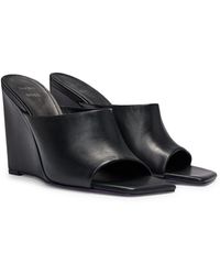 BOSS - Naomi X Wedge-heel Mules In Leather - Lyst