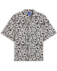HUGO - Relaxed-Fit Overhemd Van Katoenen Popeline Met Print - Lyst