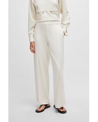 BOSS - Piqué Jersey Trousers With Front Pleats - Lyst