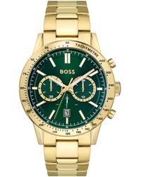 BOSS by HUGO BOSS Gold-toned Chronograph Watch With Green Dial - Metallic