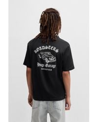 HUGO - Cotton-Jersey T-Shirt With Car Graphic Prints - Lyst