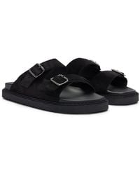 BOSS - Twin-strap Sandals With Suede Uppers And Buckle Closure - Lyst