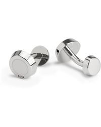 BOSS - Round Cufflinks With Enamel Insert And Etched Logo - Lyst