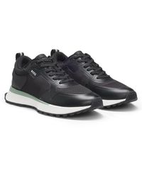 BOSS - Mixed-Material Trainers With Mesh Details And Branding - Lyst