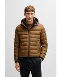 BOSS - Water-repellent Down Jacket With Tonal Logo - Lyst