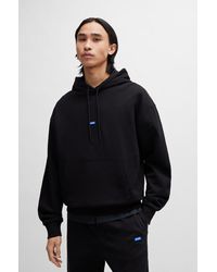HUGO - Cotton-terry Hoodie With Blue Logo Label - Lyst