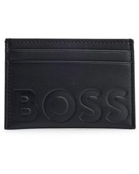 BOSS - Grained-leather Card Holder With Embossed Logo - Lyst
