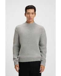 BOSS - Virgin-Wool Sweater With Structured Knit - Lyst