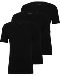 BOSS - Lot de trois t-shirts en jersey de coton à col V - Lyst