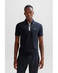 BOSS - Stretch-cotton Slim-fit Polo Shirt With Zip Placket - Lyst