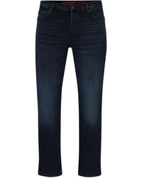 HUGO - Tapered-fit Jeans Van Blauw-zwart Denim - Lyst