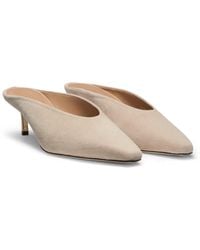 BOSS - Suede Mules With Kitten Heel And Double B Monogram - Lyst
