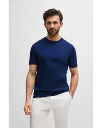 BOSS - Regular-fit Crew-neck T-shirt In Mercerized Cotton - Lyst