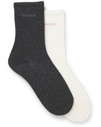 HUGO - Two-Pack Of Regular-Length Cotton-Blend Logo Socks - Lyst