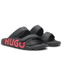 HUGO - Logo-Sandalen Mit Zwei Klettverschluss-Riemen - Lyst