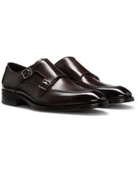BOSS - Chaussures En Cuir À Double Bride - Lyst