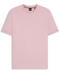 BOSS - T-Shirt Aus Baumwoll-Jersey Mit Streifen-Muster An Den Ärmelbündchen - Lyst