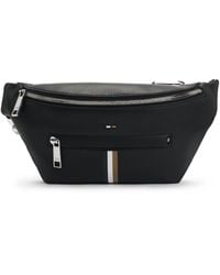 BOSS - Faux-Leather Belt Bag With Signature Stripe - Lyst