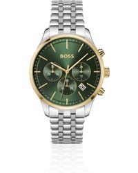 BOSS - Multi-link-bracelet Chronograph Watch With Green Dial Men's Watches - Lyst